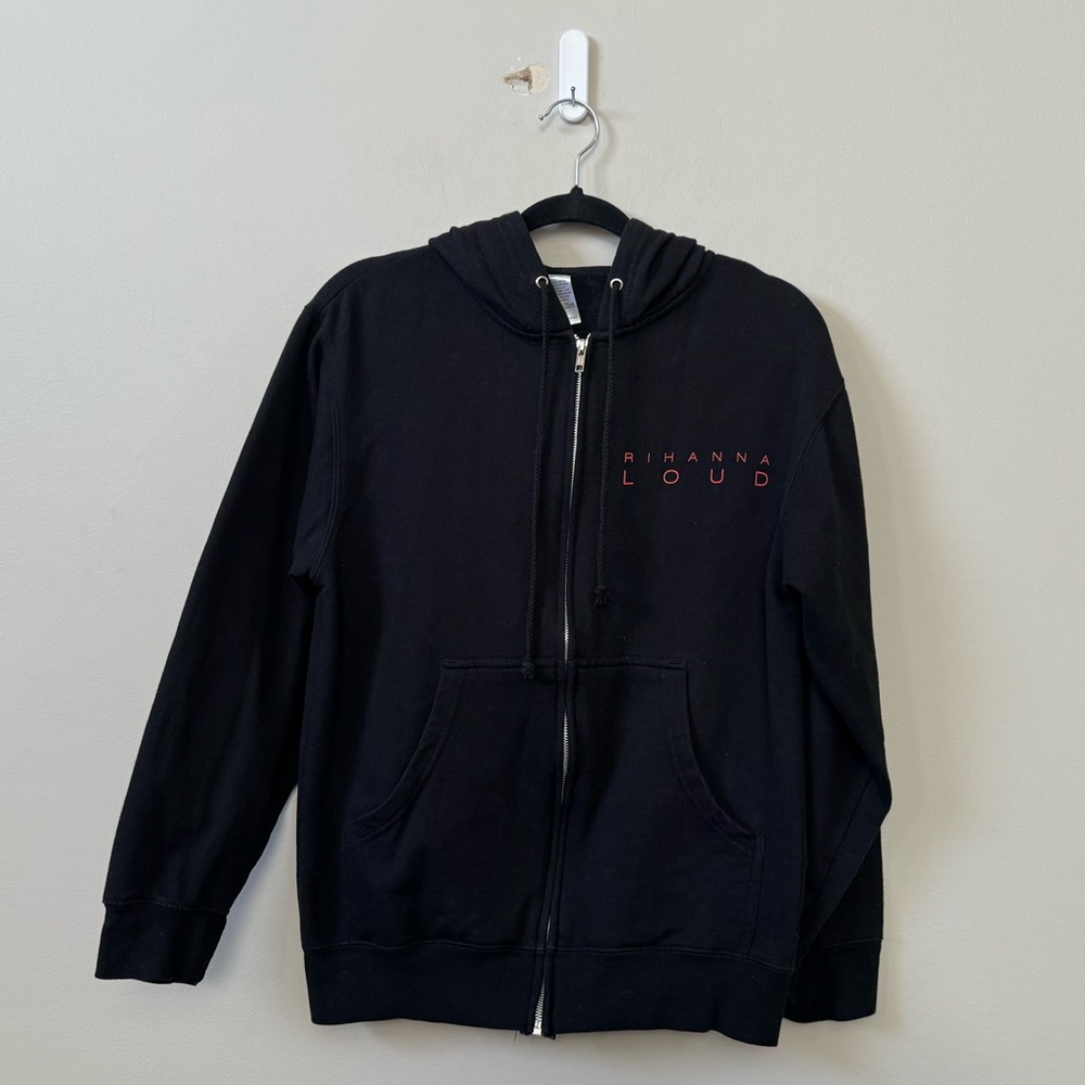 Rihanna Navy “Loud” black & red logo zip up hoodie